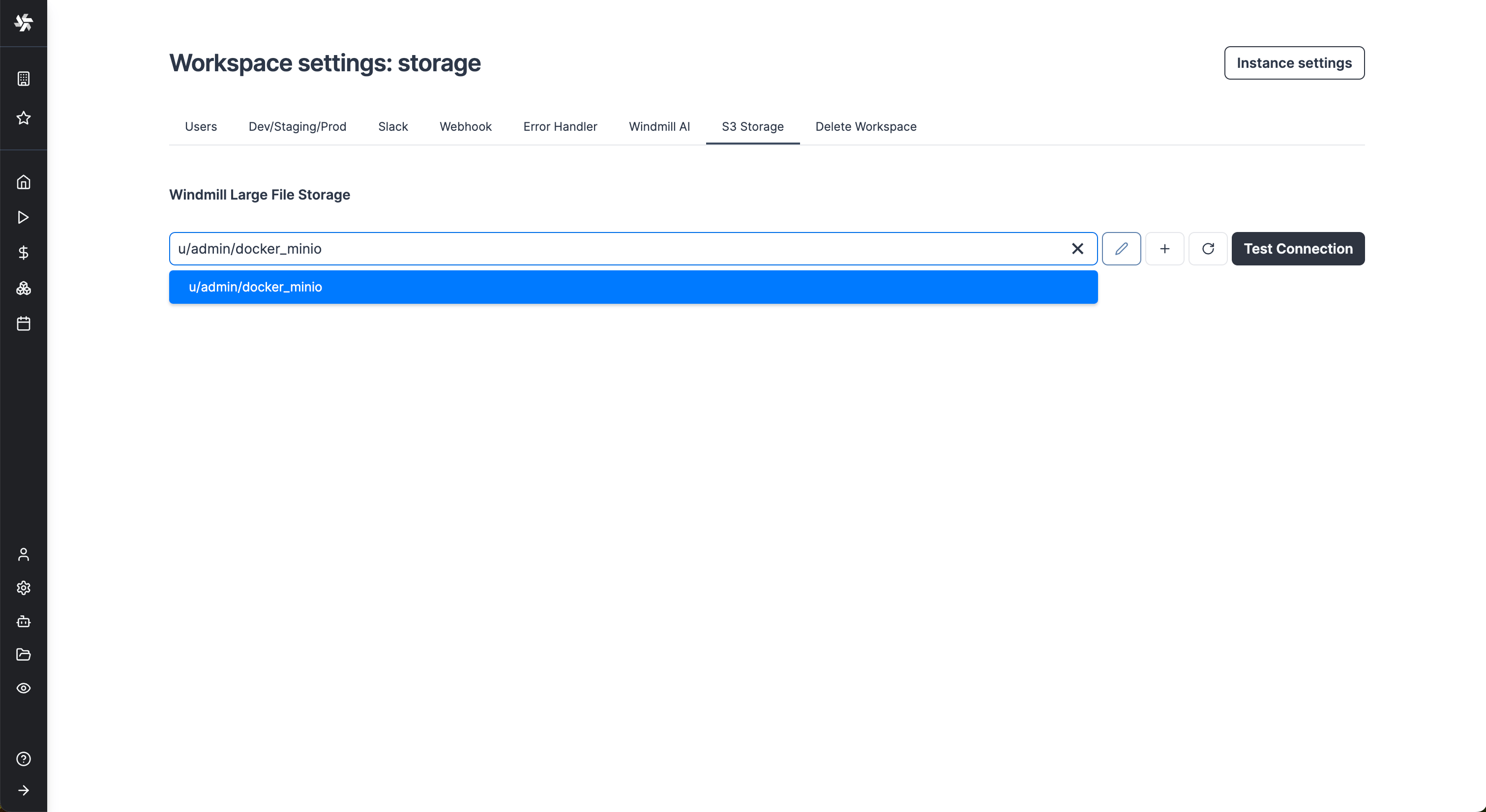 S3 workspace settings S3 workspace settings
